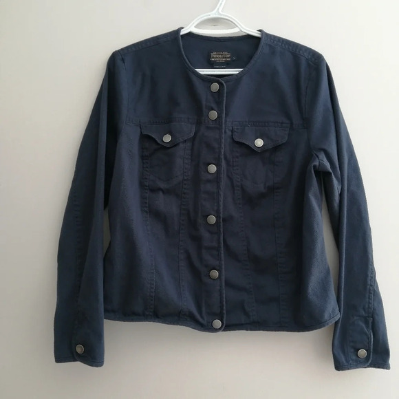 Pendleton Cotton Twill Laguna Utility Button Up Navy Jacket Military Style Large - Picture 2 of 16